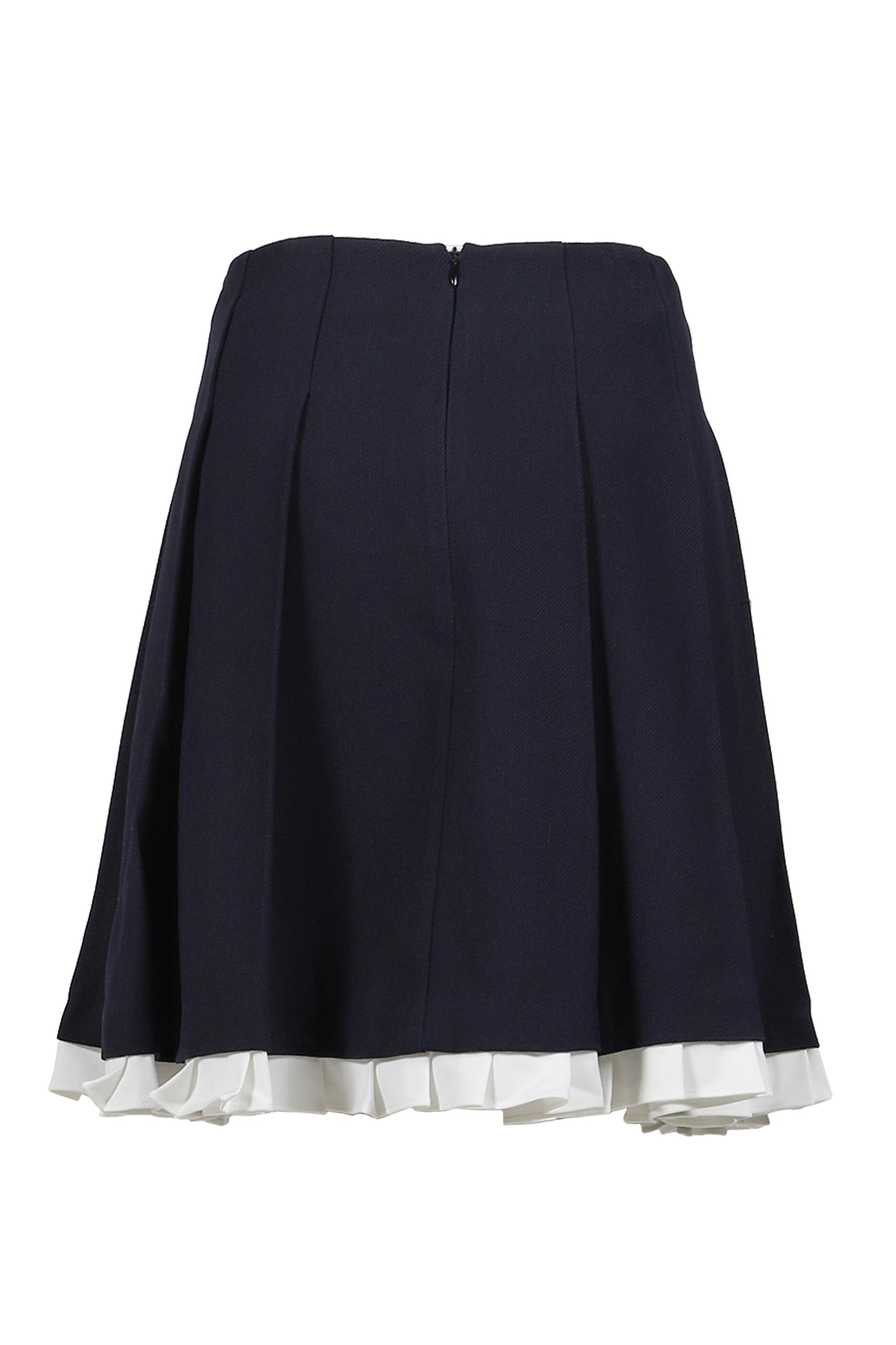 PATCHWORK LACE WIDE PLEAT SKIRT / NVY