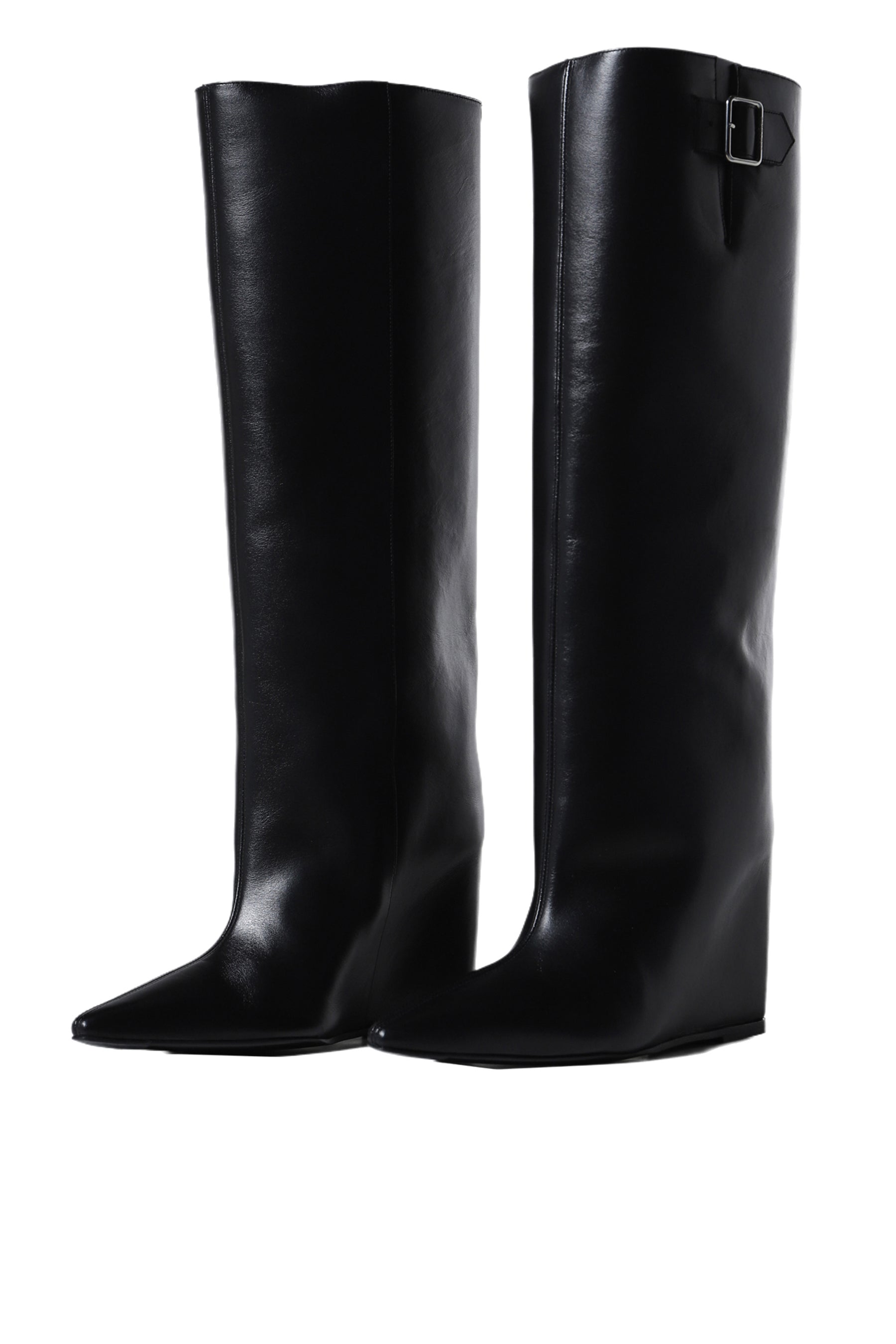 ASTRO WEDGED LEATHER BOOTS / BLK