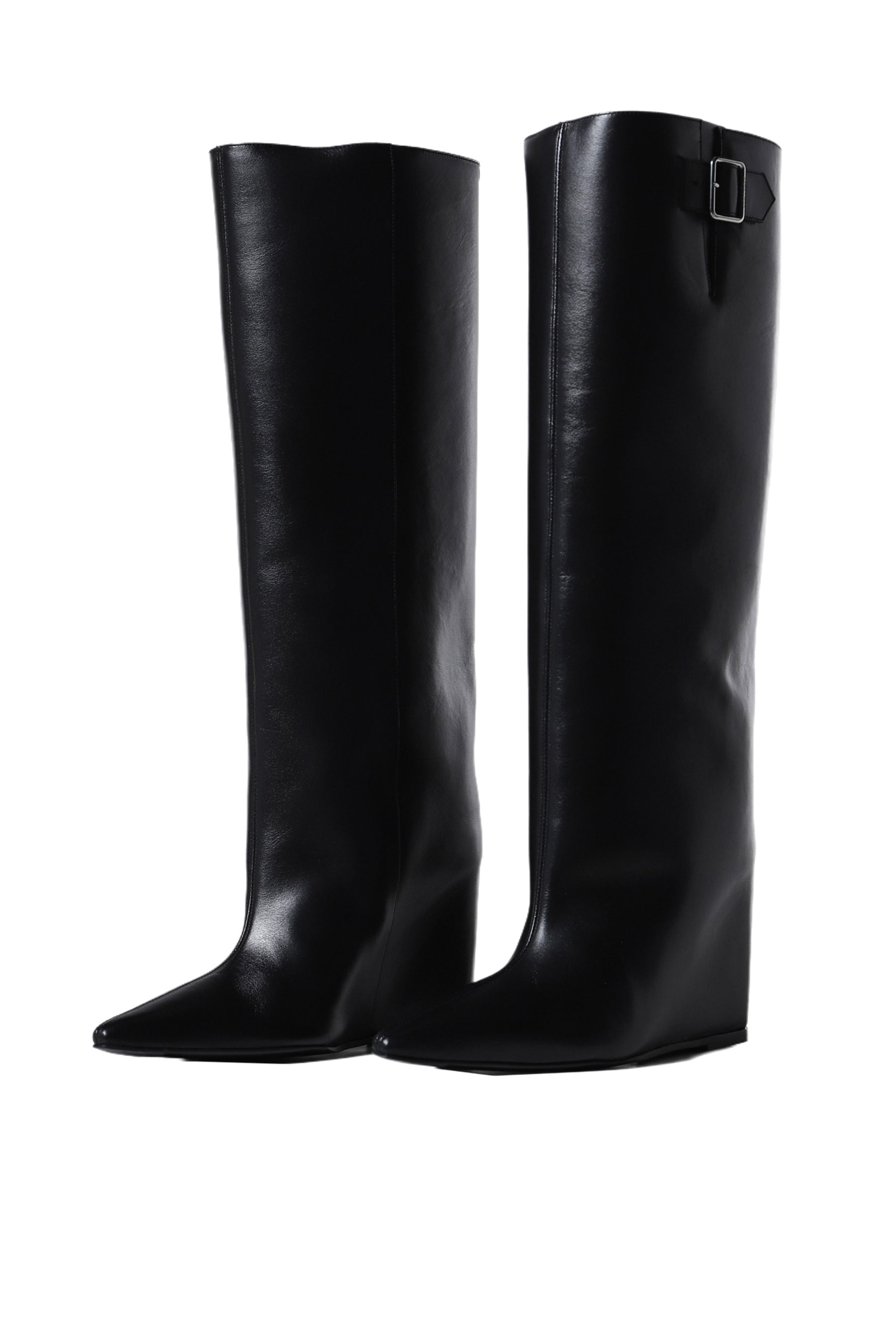 ASTRO WEDGED LEATHER BOOTS / BLK