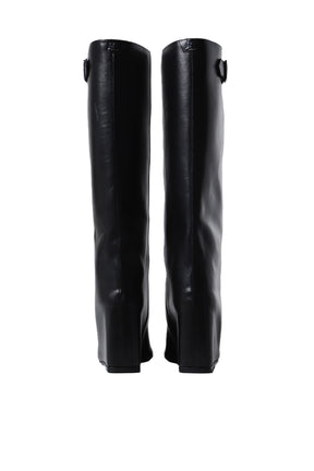 ASTRO WEDGED LEATHER BOOTS / BLK