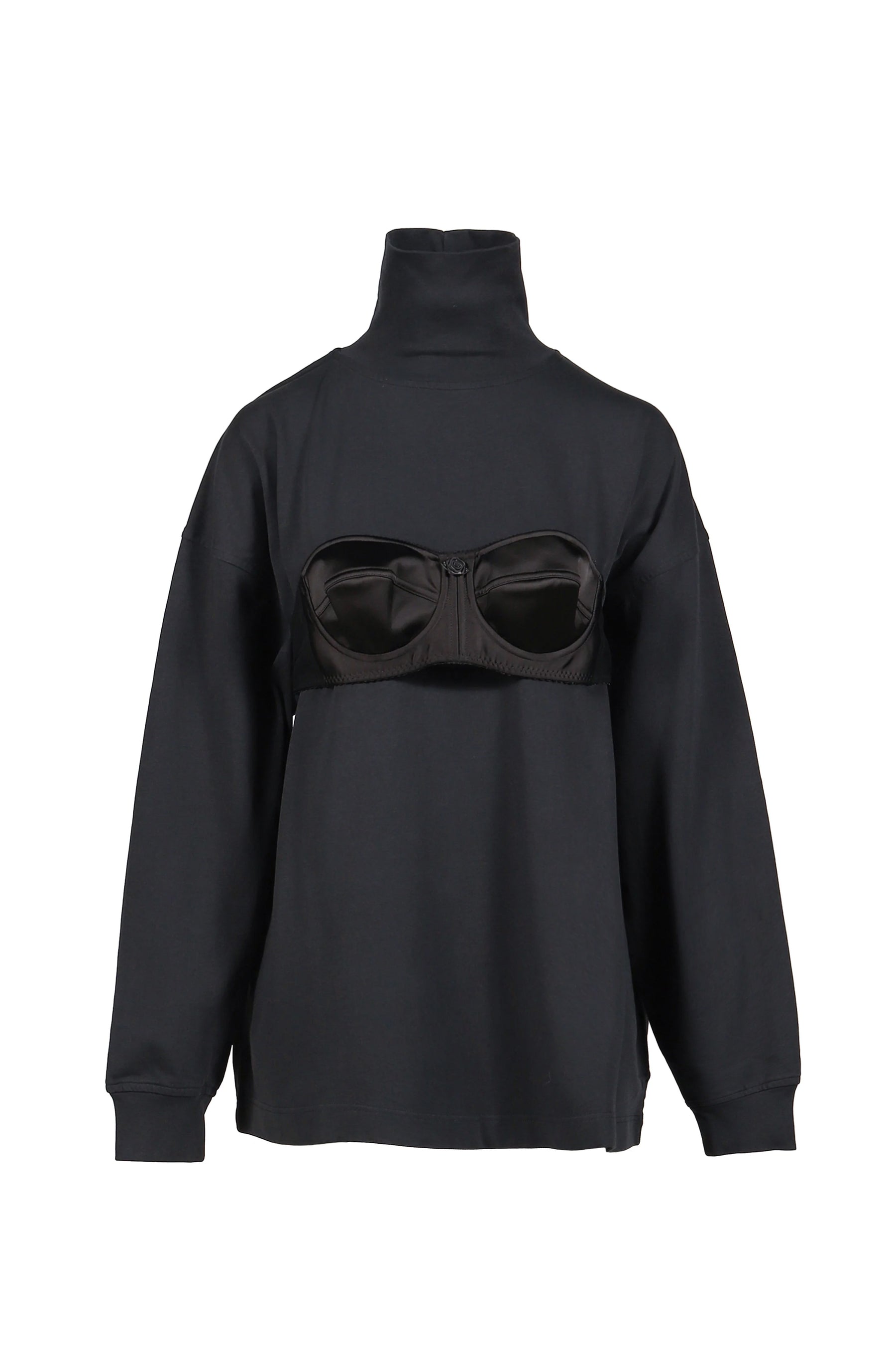 BALCONETTE BRA TURTLENECK T SHIRT KNIT / BLK