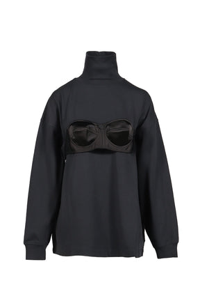BALCONETTE BRA TURTLENECK T SHIRT KNIT / BLK