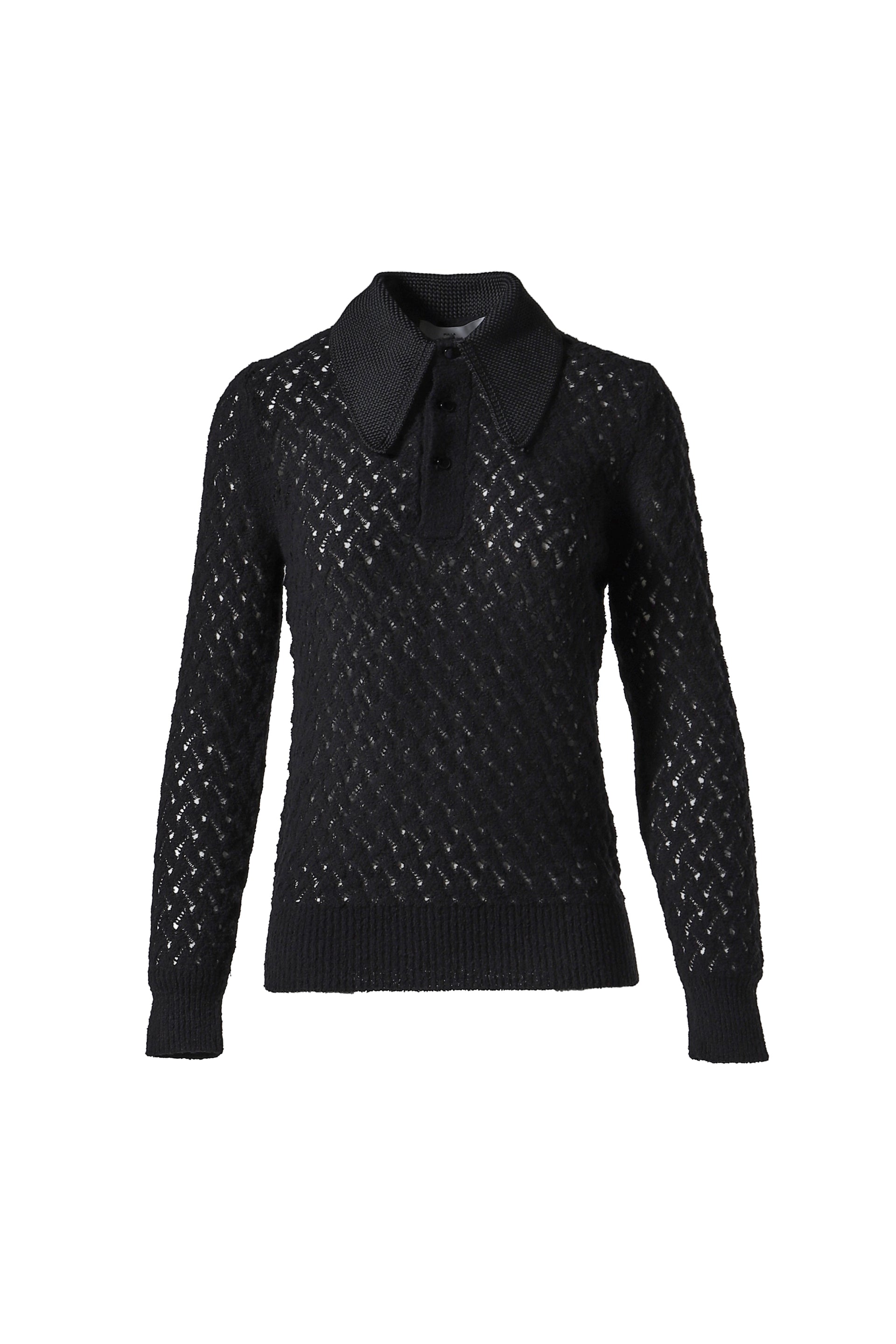 TOGA PULLA LACE KNIT POLO SHIRT / BLK