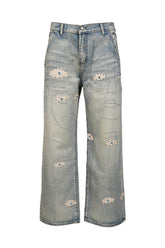 STUDDED FACE JEANS / BLU