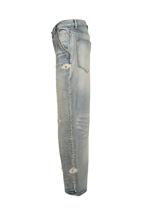 STUDDED FACE JEANS / BLU