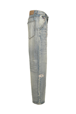 STUDDED FACE JEANS / BLU