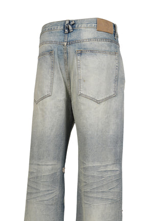 STUDDED FACE JEANS / BLU