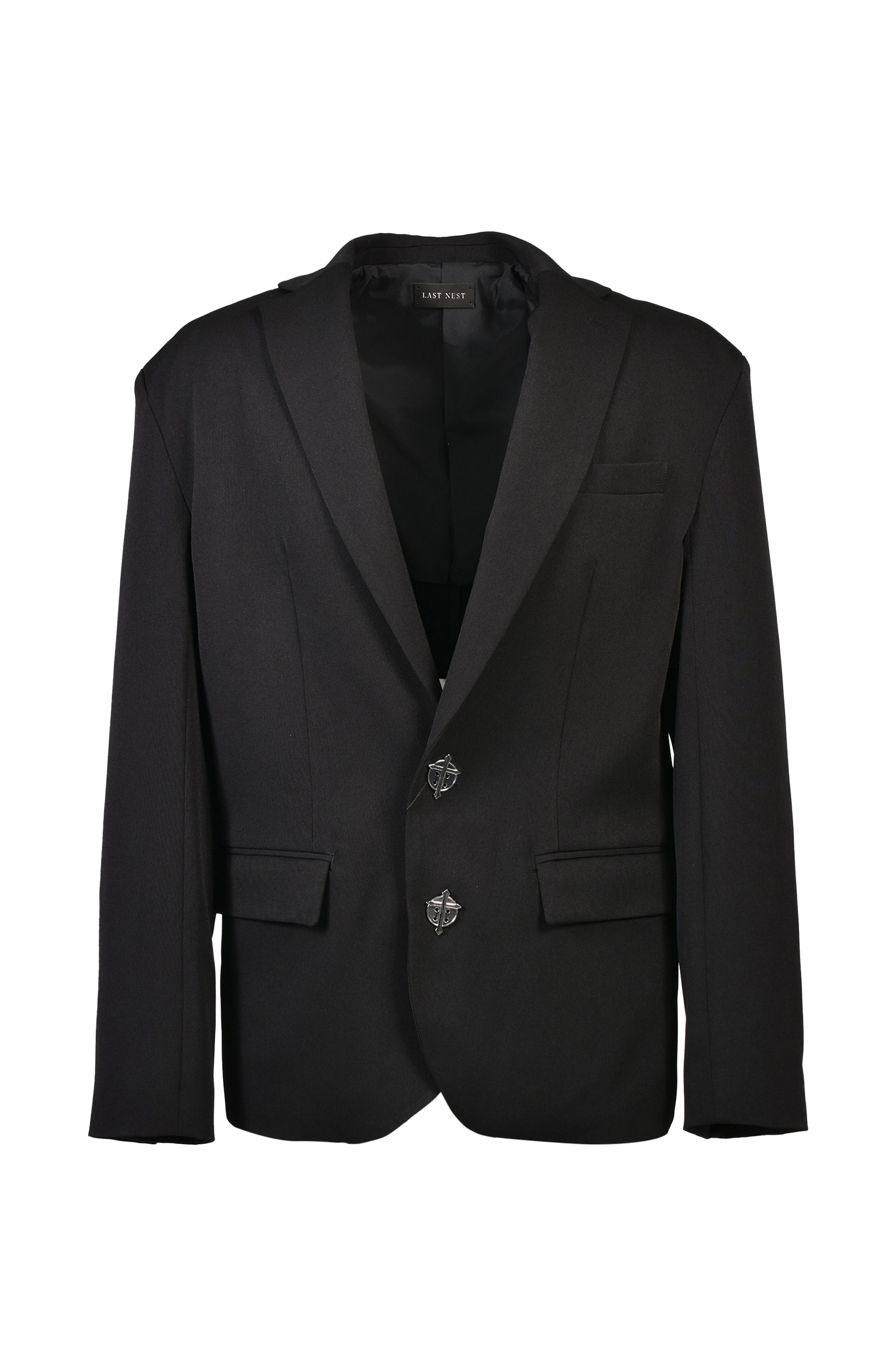 CROSS BUTTON TAILORED JACKET / BLK