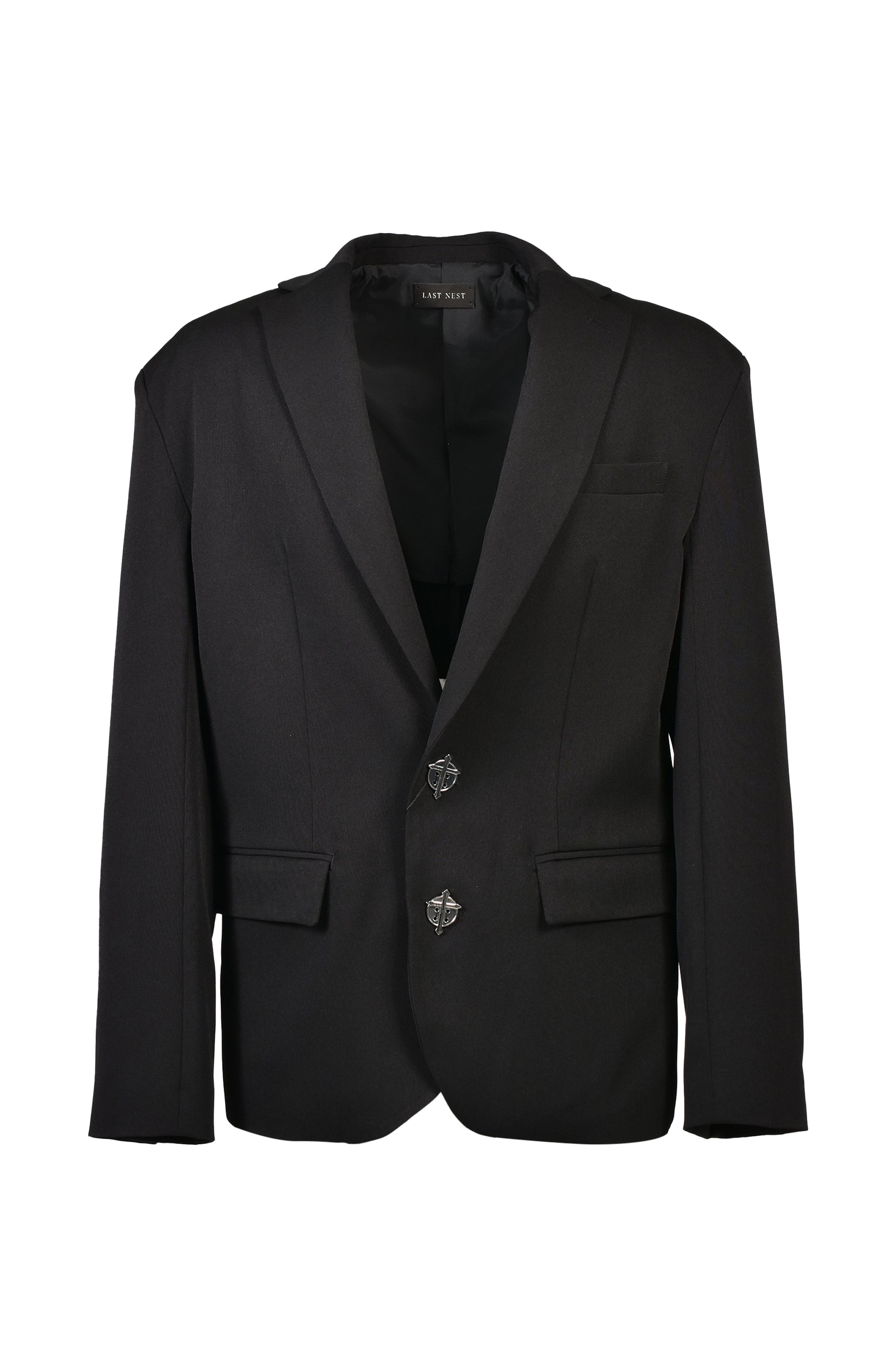 CROSS BUTTON TAILORED JACKET / BLK