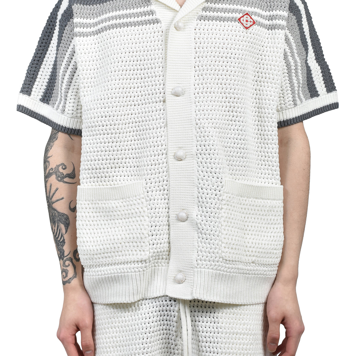 Casablanca カサブランカ SS26 CROCHET SHIRT / WHT GRY - NUBIAN ヌビアン