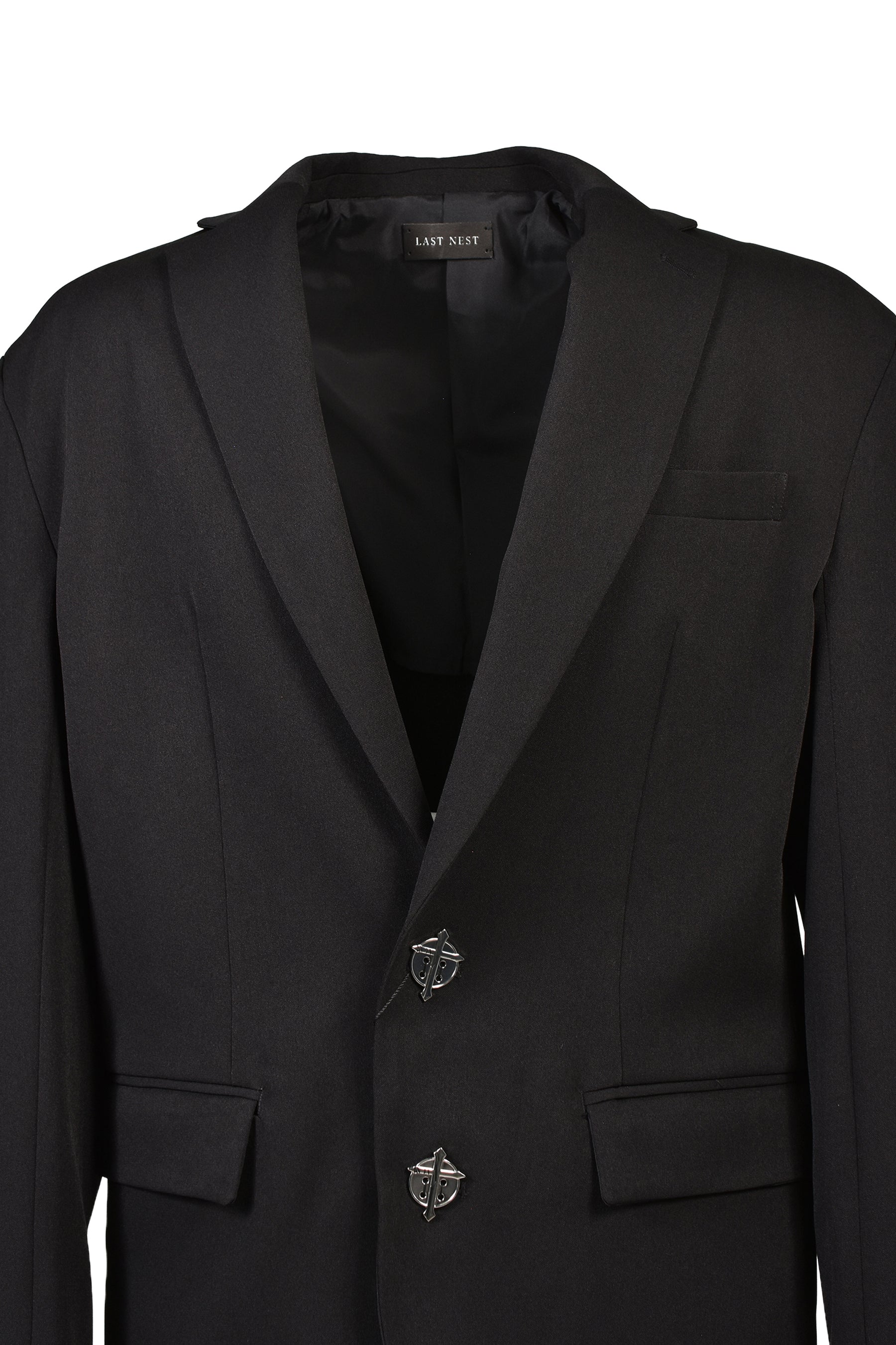 CROSS BUTTON TAILORED JACKET / BLK