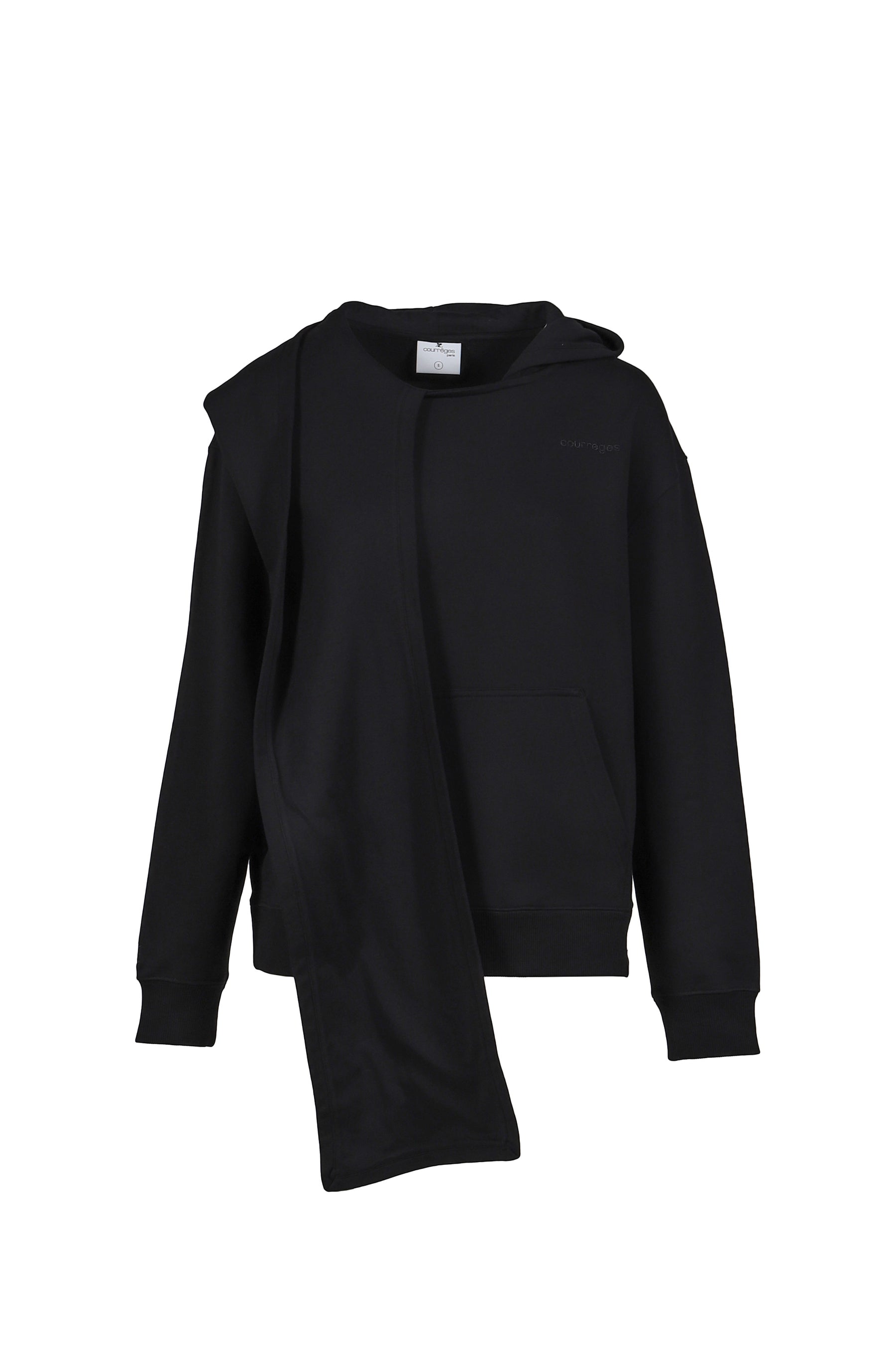 SCARF EMBROIDERED HOODIE / BLK 