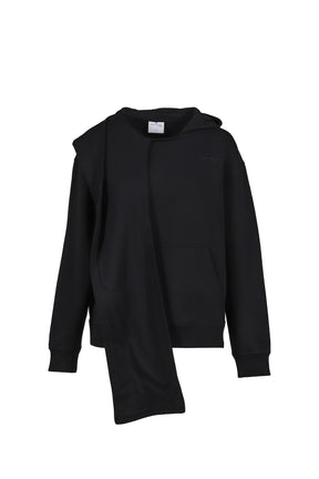 SCARF EMBROIDERED HOODIE / BLK 