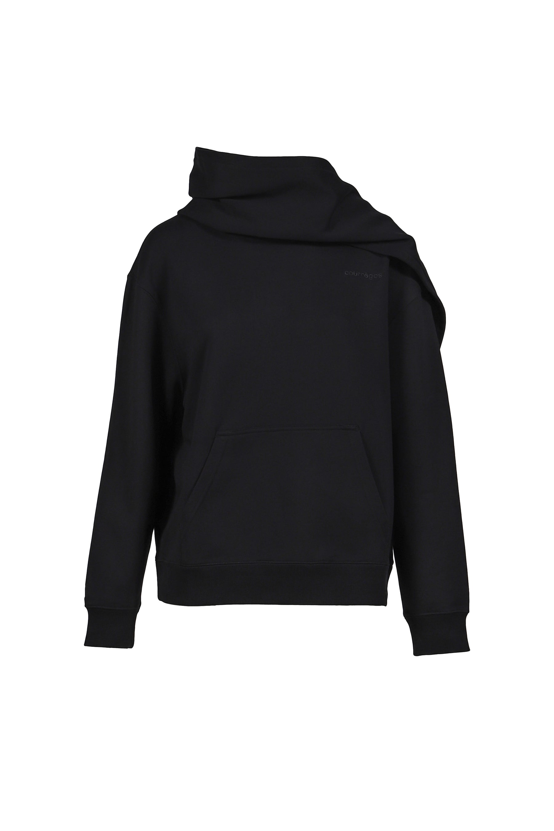 SCARF EMBROIDERED HOODIE / BLK 