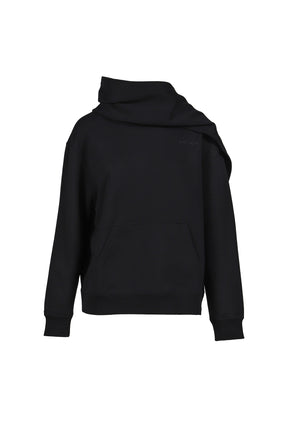 SCARF EMBROIDERED HOODIE / BLK 