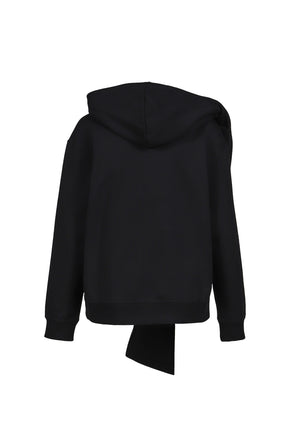 SCARF EMBROIDERED HOODIE / BLK 