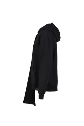 SCARF EMBROIDERED HOODIE / BLK 