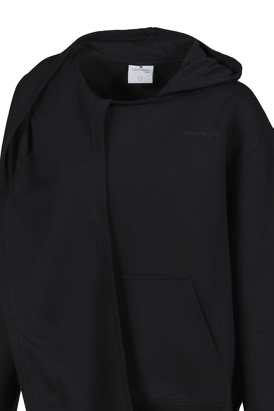 SCARF EMBROIDERED HOODIE / BLK 
