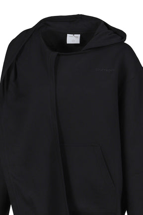 SCARF EMBROIDERED HOODIE / BLK 