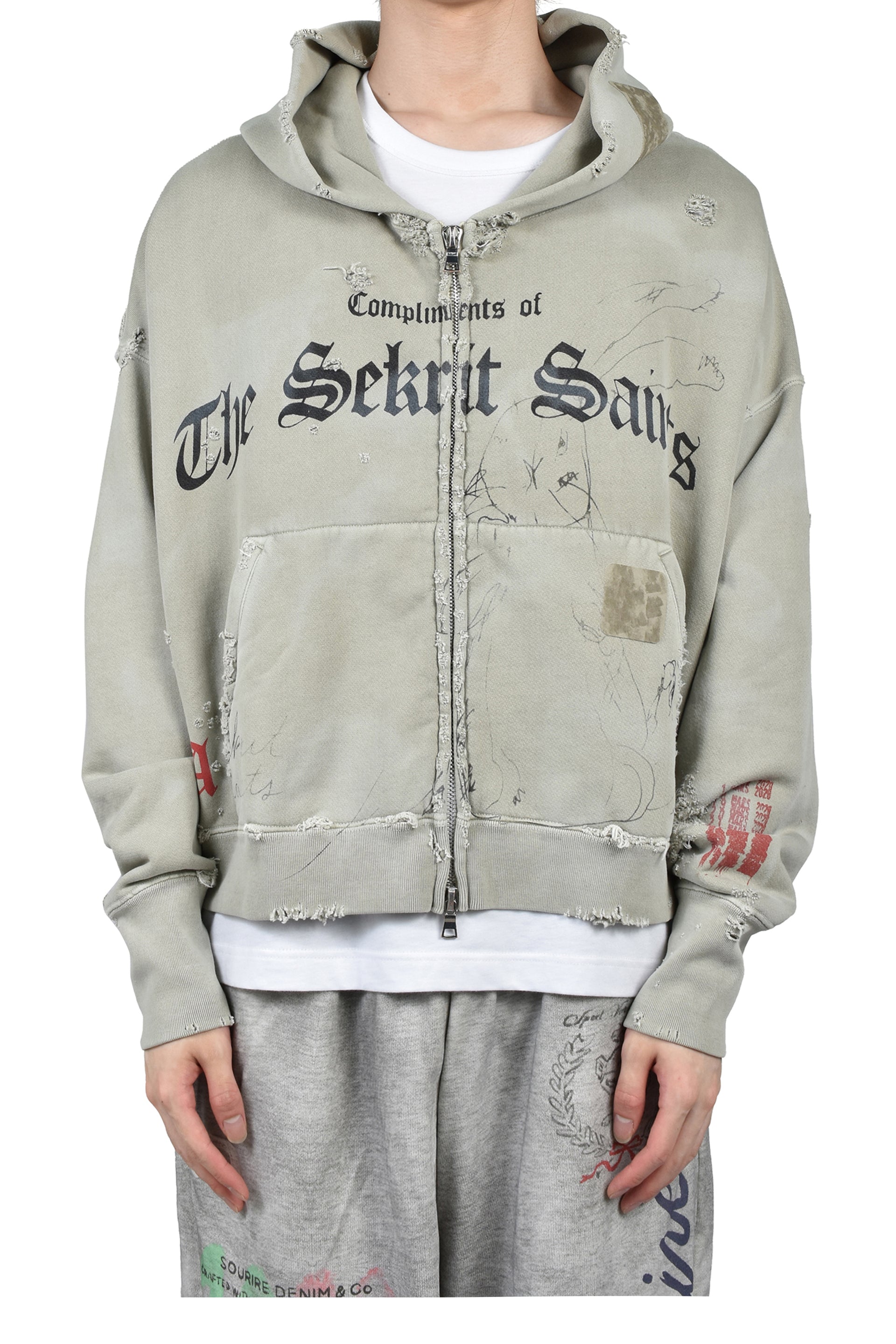 STAMP ZIP-UP HOODIE / GRN