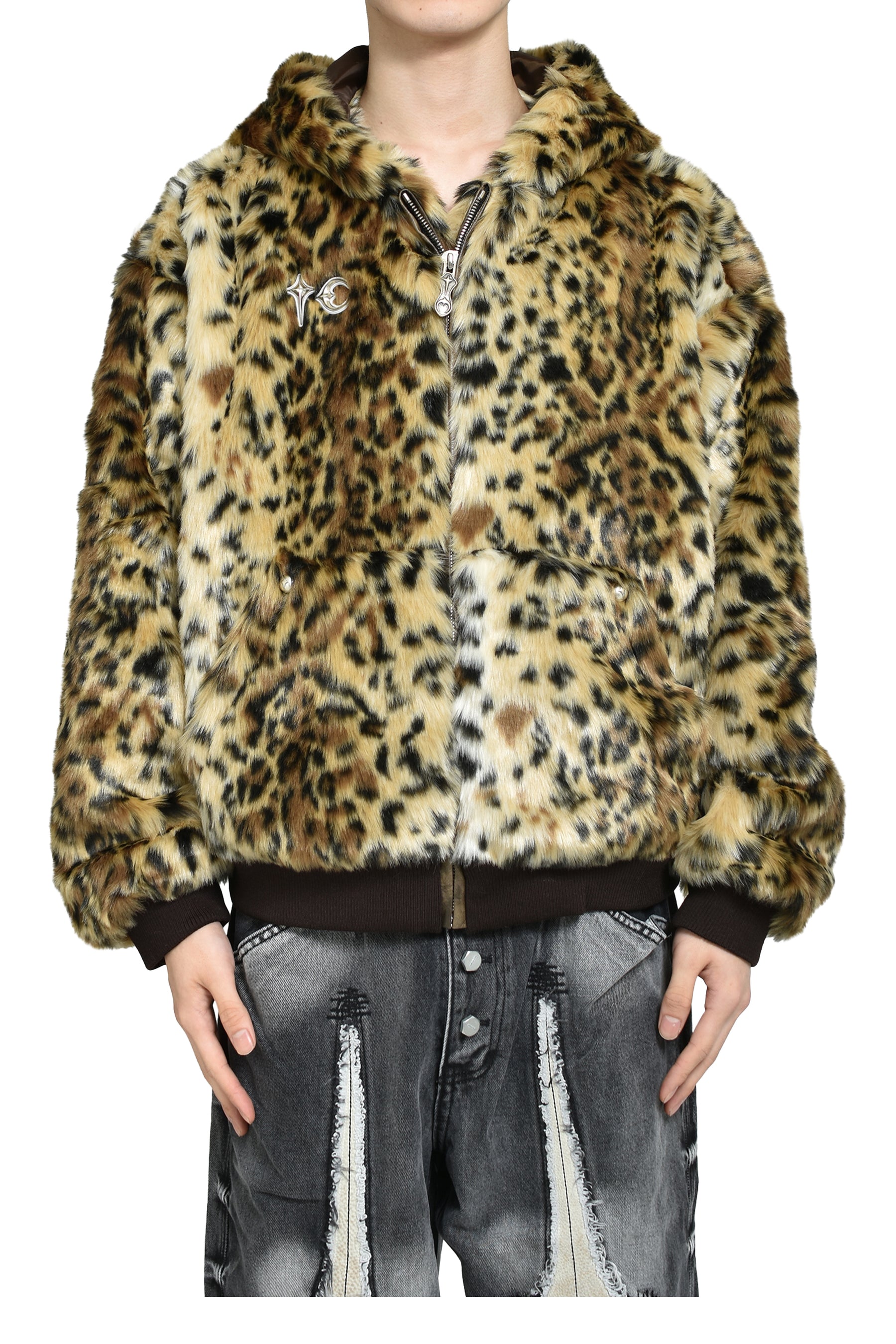 LEOPARD FUR JACKET / YEL/BLK 