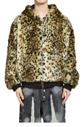 LEOPARD FUR JACKET / YEL/BLK 
