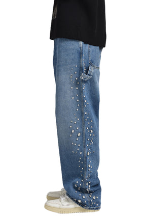 OVER DENIM PANTS CRYSTALS / BLU