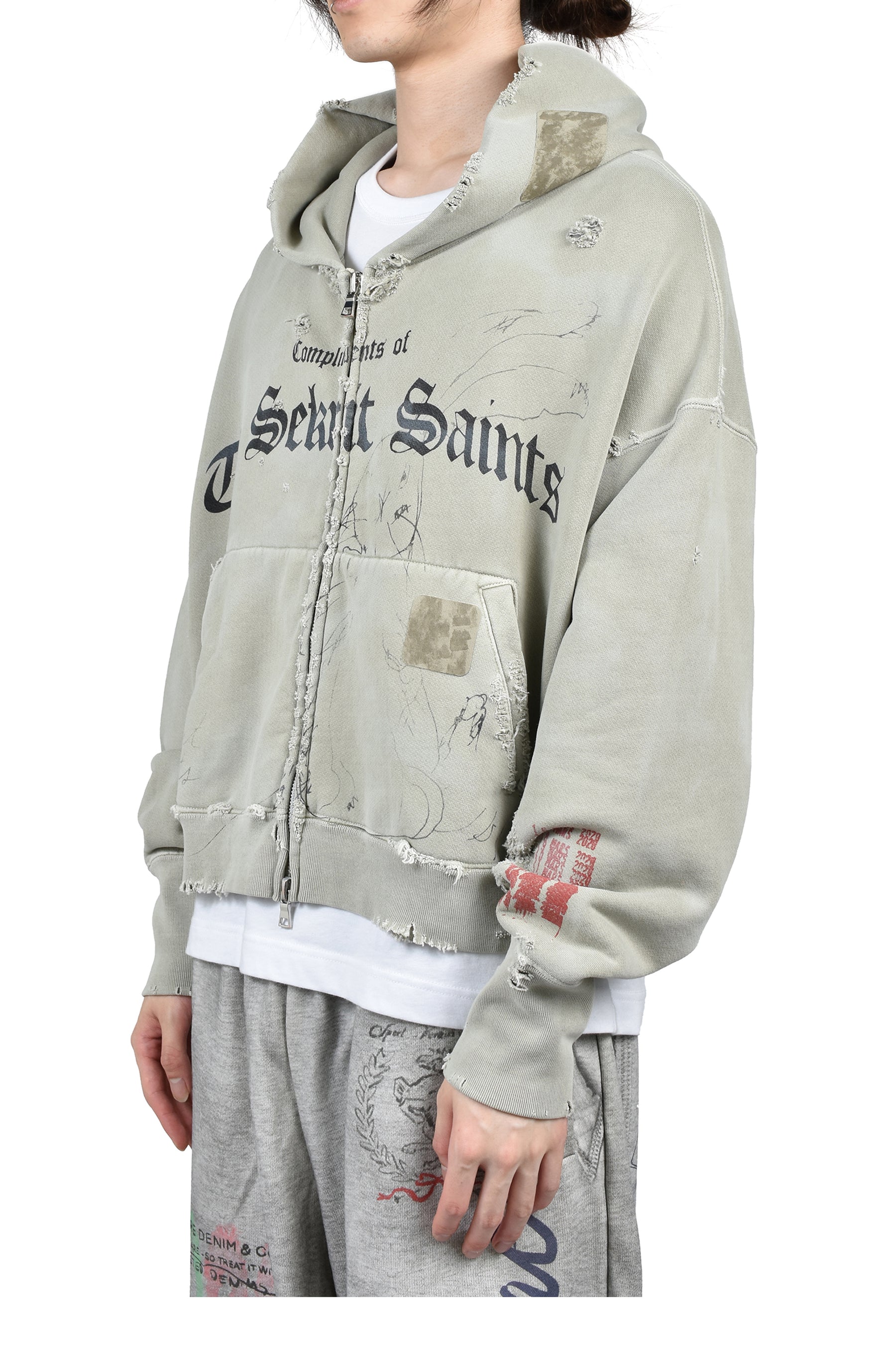 STAMP ZIP-UP HOODIE / GRN