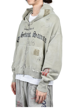 STAMP ZIP-UP HOODIE / GRN