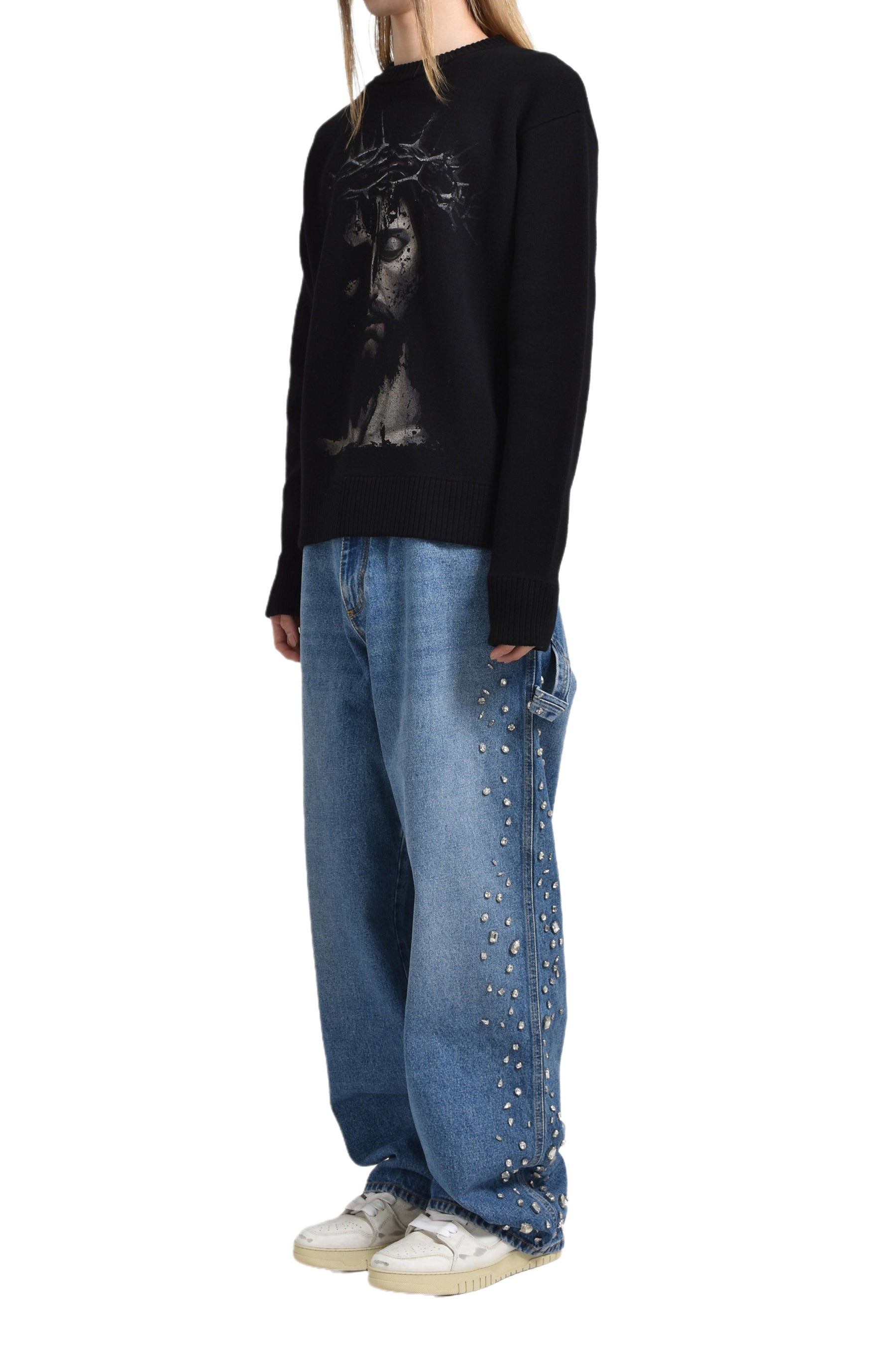 OVER DENIM PANTS CRYSTALS / BLU