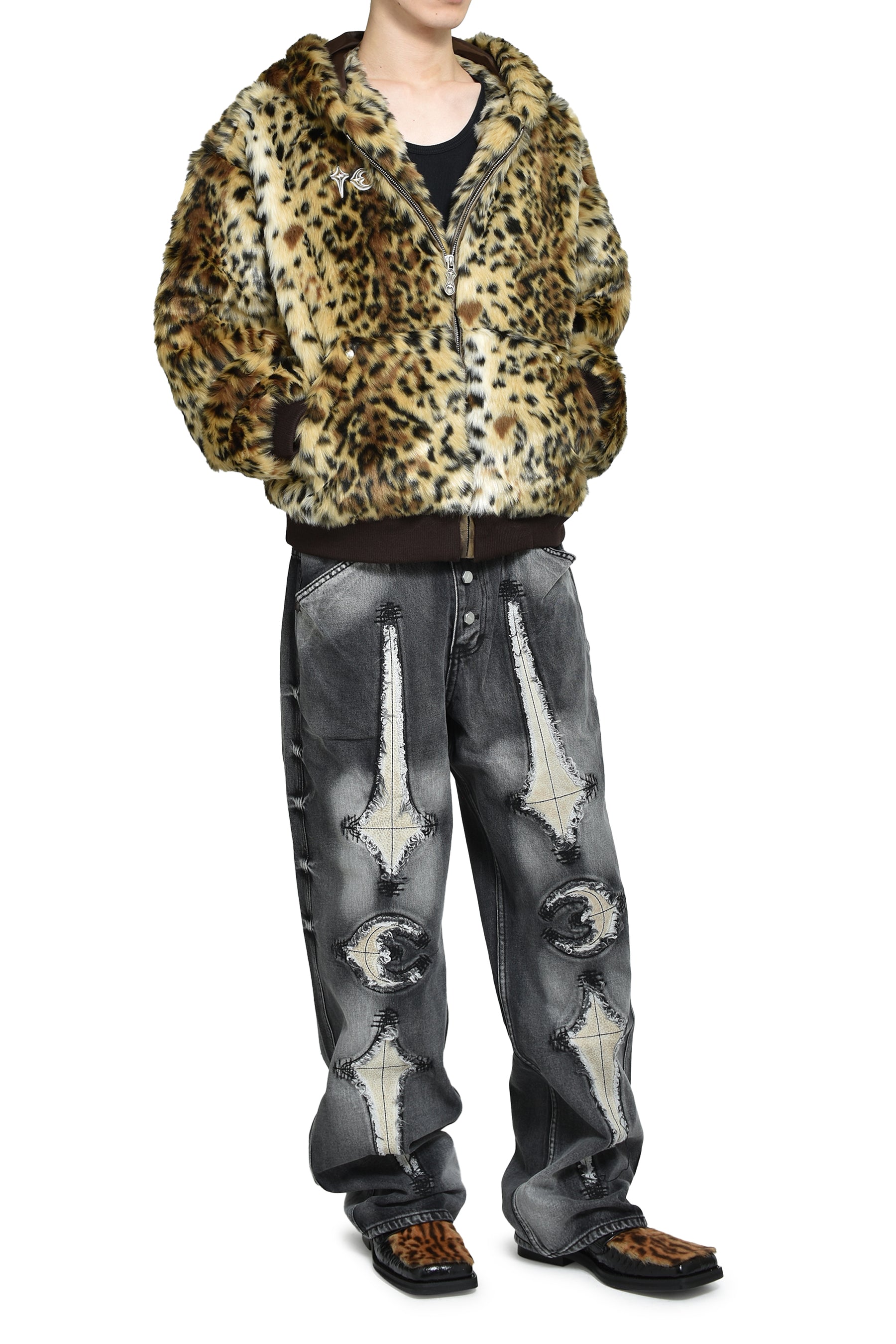 LEOPARD FUR JACKET / YEL/BLK 