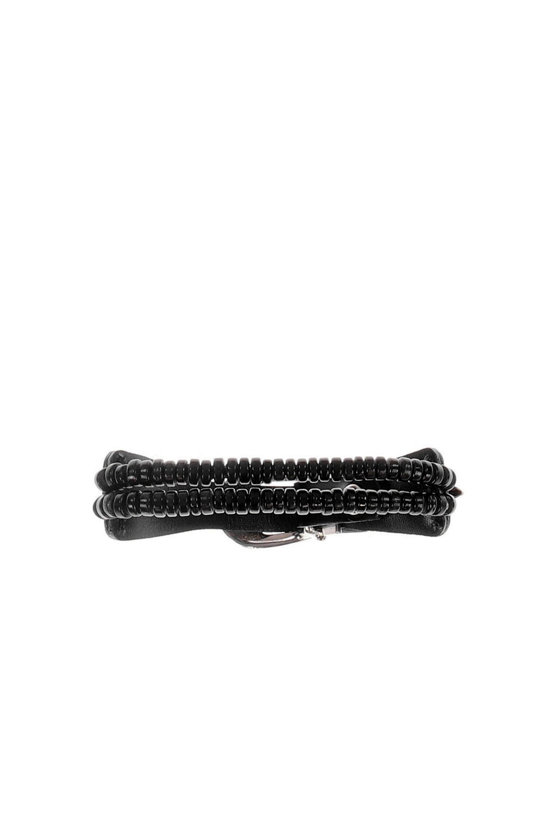 BEADS LEATHER BANGLE / BLK