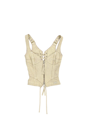 LEATHER VEST / MAIZE