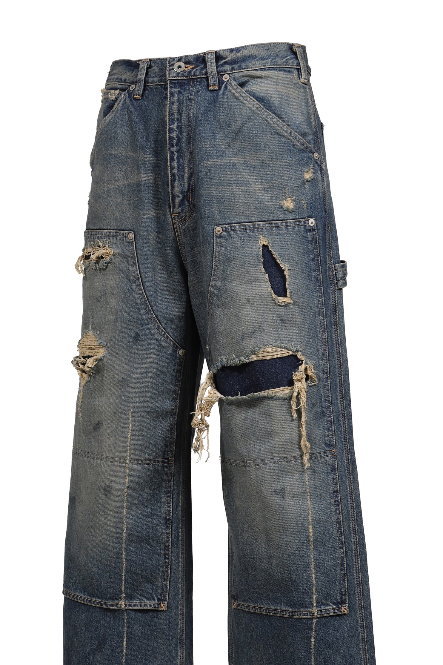 "80YEAR" DAMAGE PAINTER DENIM PANTS / IND