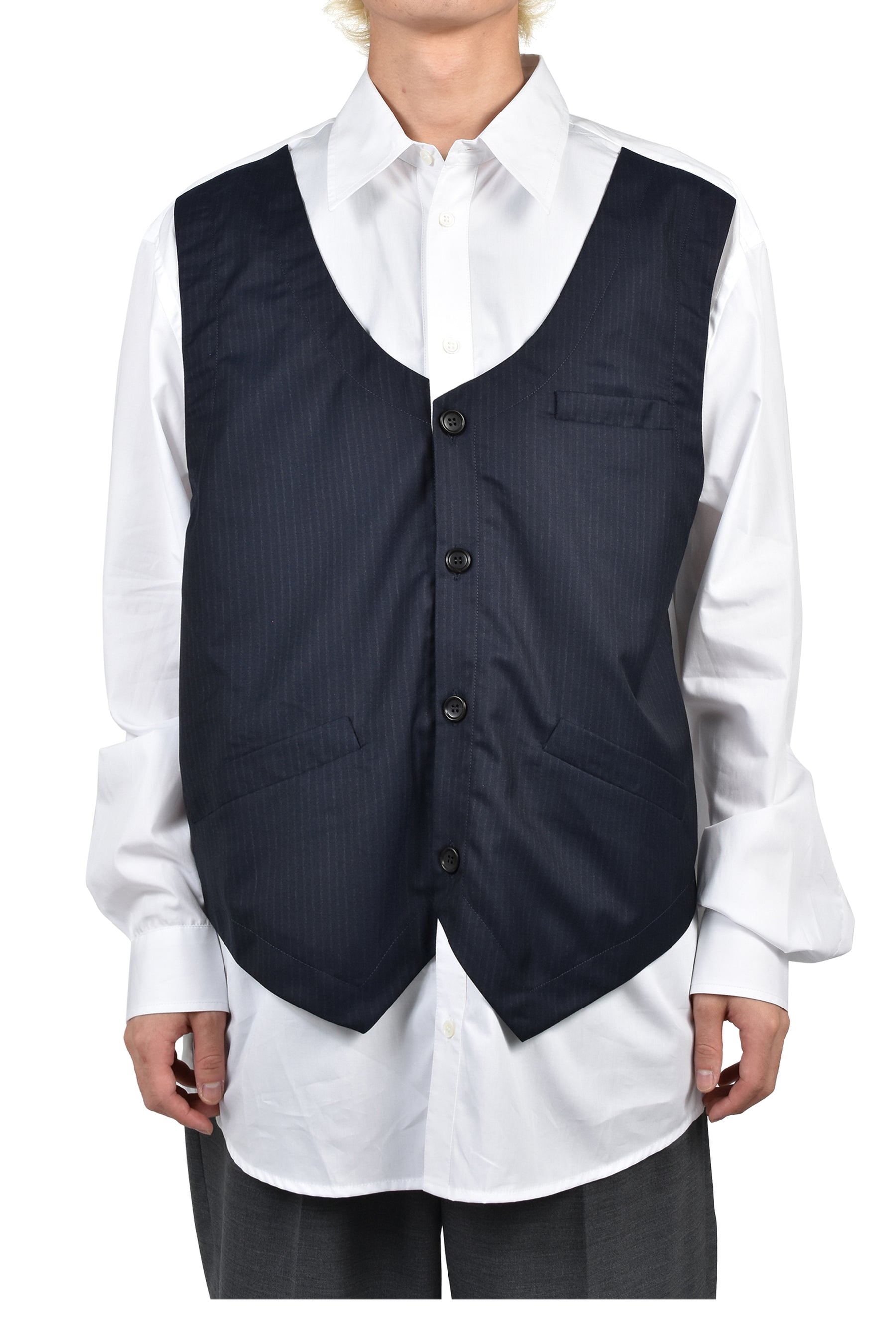 OVERSHIRT WITH VEST / BLUE PINSTRIPE