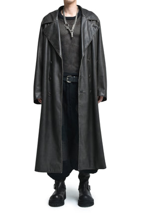 FREEDOM rum leather long trench coat ダブル FREEDOM rum leather long trench coat ダブル ZWRXW Mens Leather