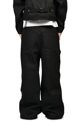 RH SUPER BAGGY SIDE SNAP JEAN / RAW BLK