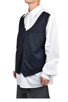 OVERSHIRT WITH VEST / BLUE PINSTRIPE