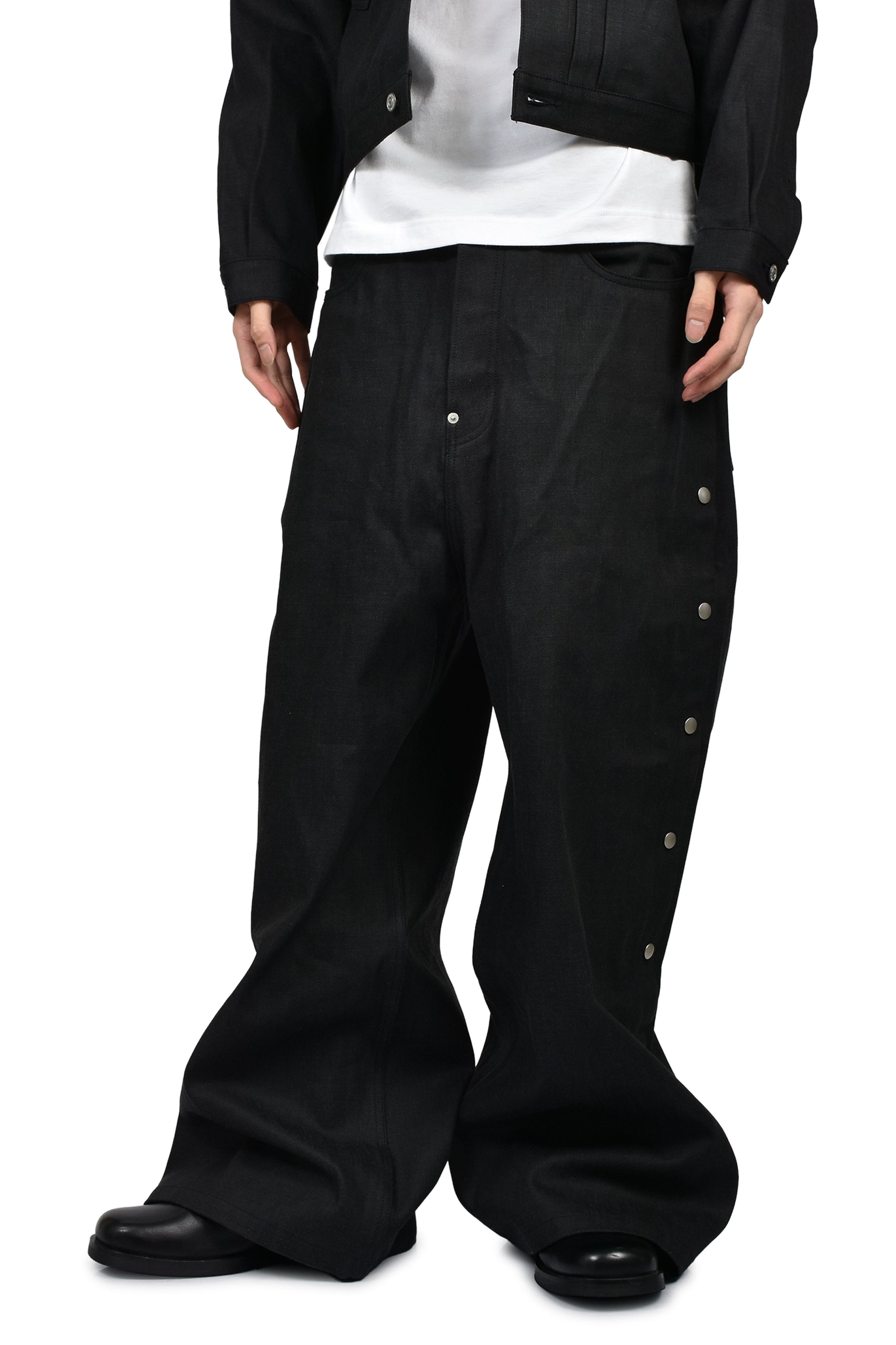 RH SUPER BAGGY SIDE SNAP JEAN / RAW BLK
