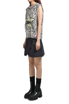 GRAPHIC WOOL HANDKNIT VEST / PNK