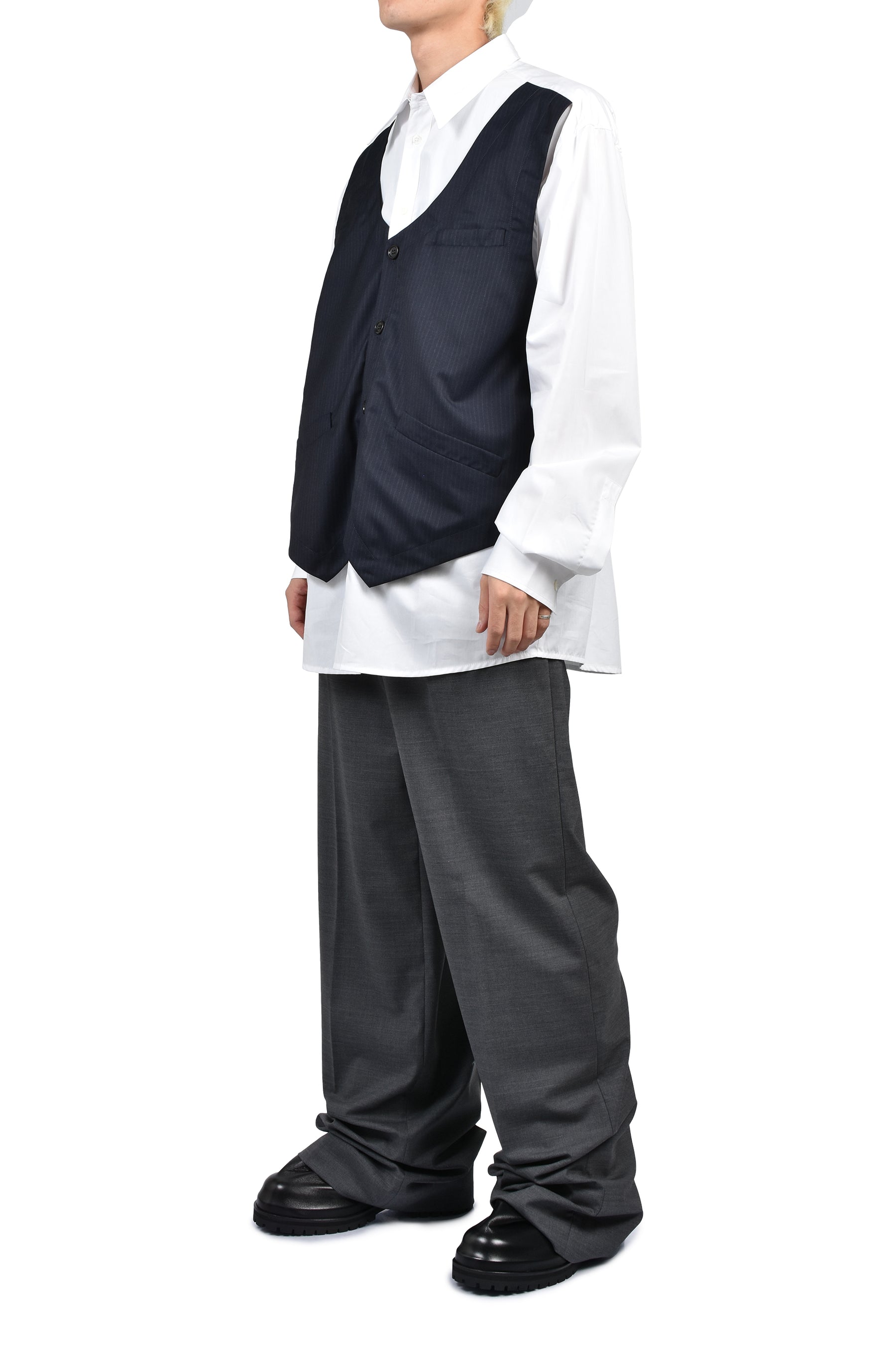 OVERSHIRT WITH VEST / BLUE PINSTRIPE