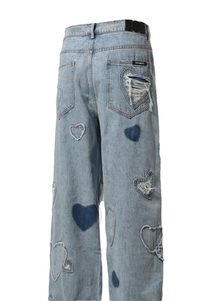 HEART PATCHWORK JEANS / LBLU