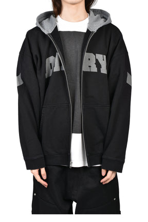 ARCH LOGO ZIP HOODIE / BLK GRY