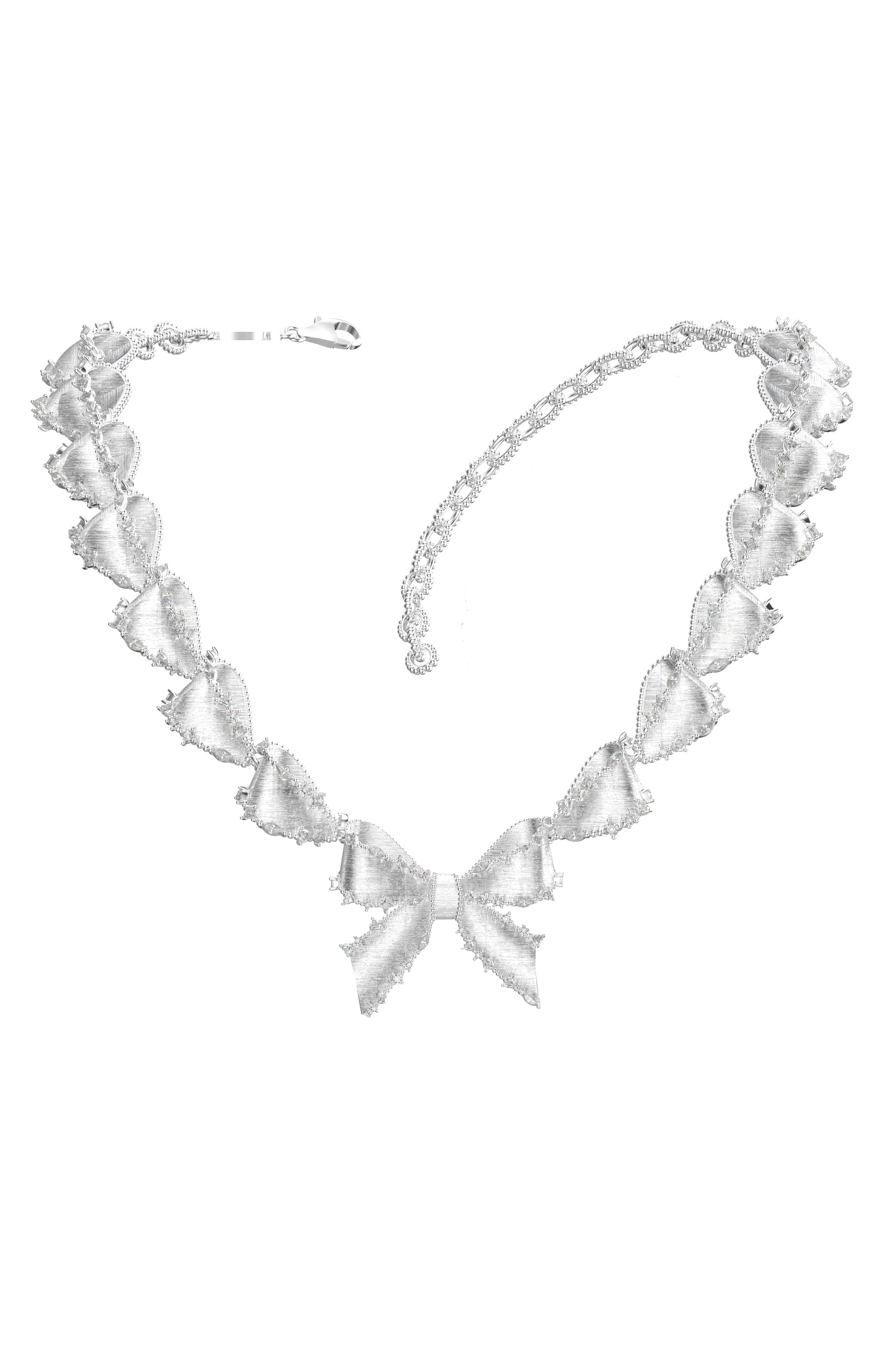 METAL BOWKNOT PROM NECKLACE / SIL