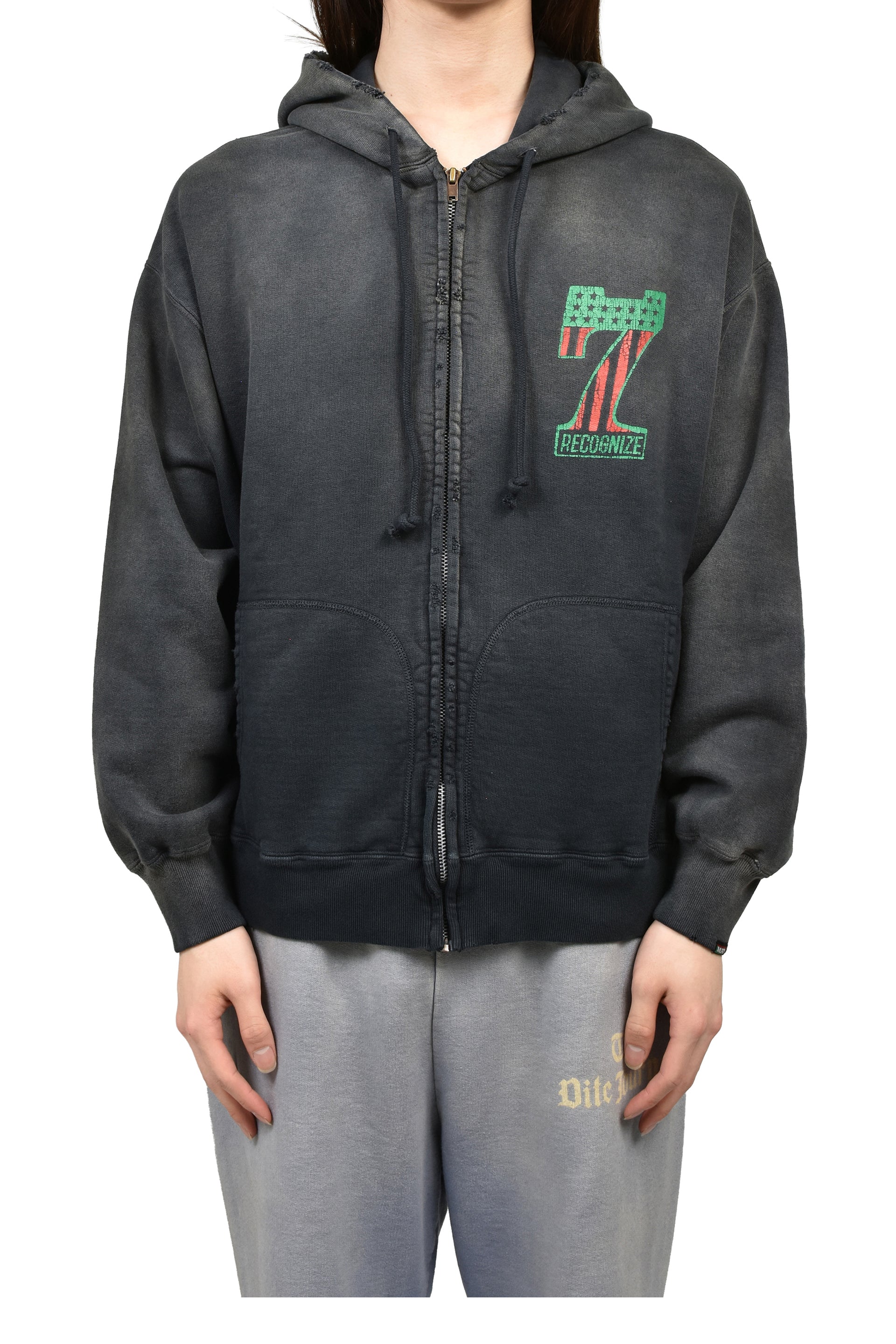 #7 VINYL ZIP HOODIE AGED / BLK