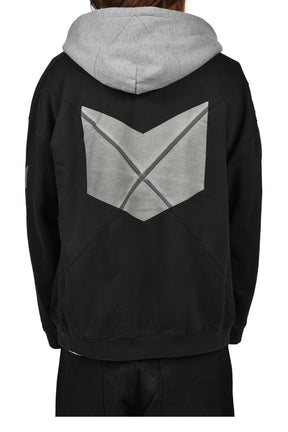 ARCH LOGO ZIP HOODIE / BLK GRY