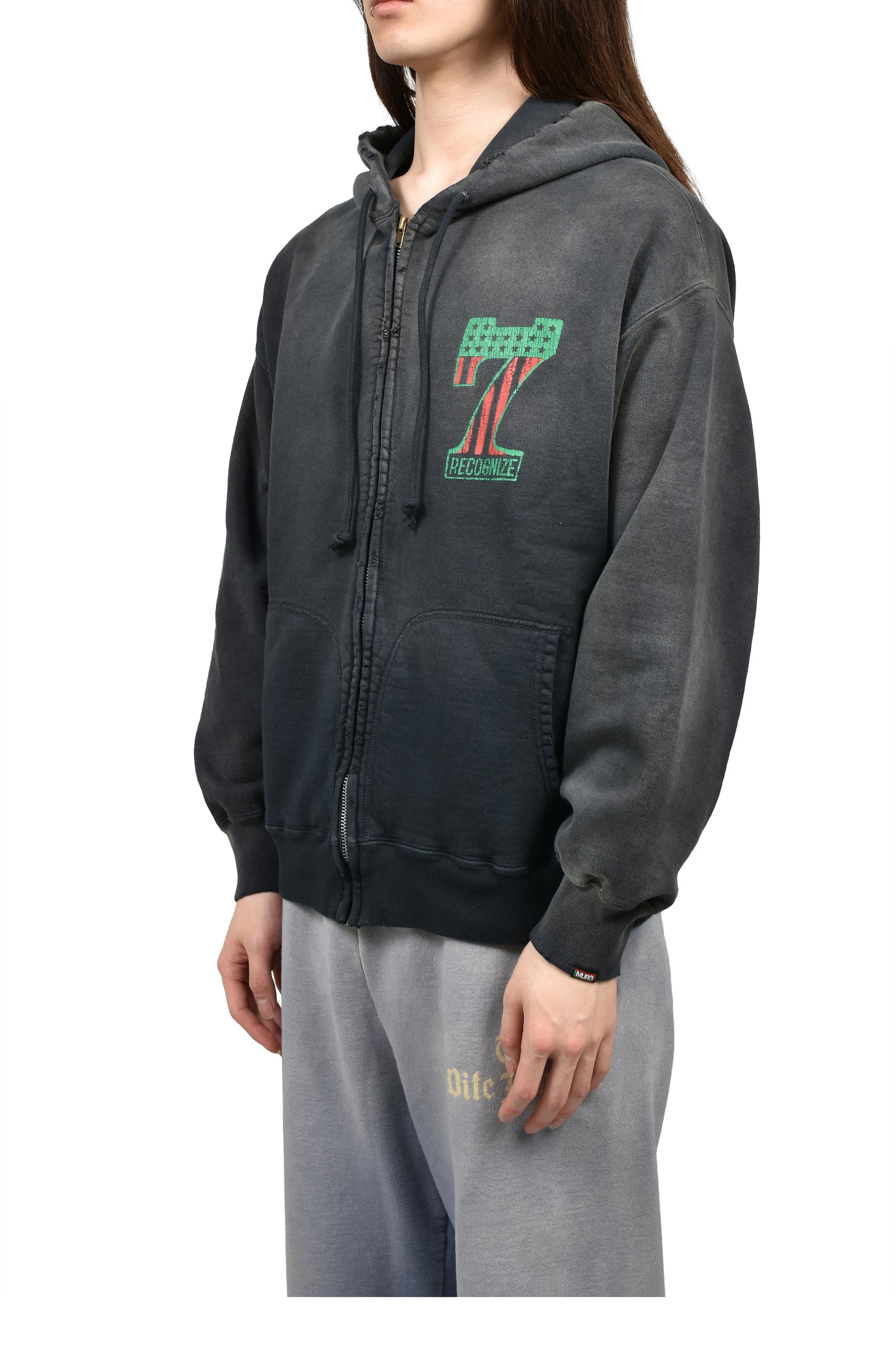 #7 VINYL ZIP HOODIE AGED / BLK