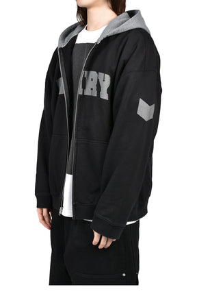ARCH LOGO ZIP HOODIE / BLK GRY
