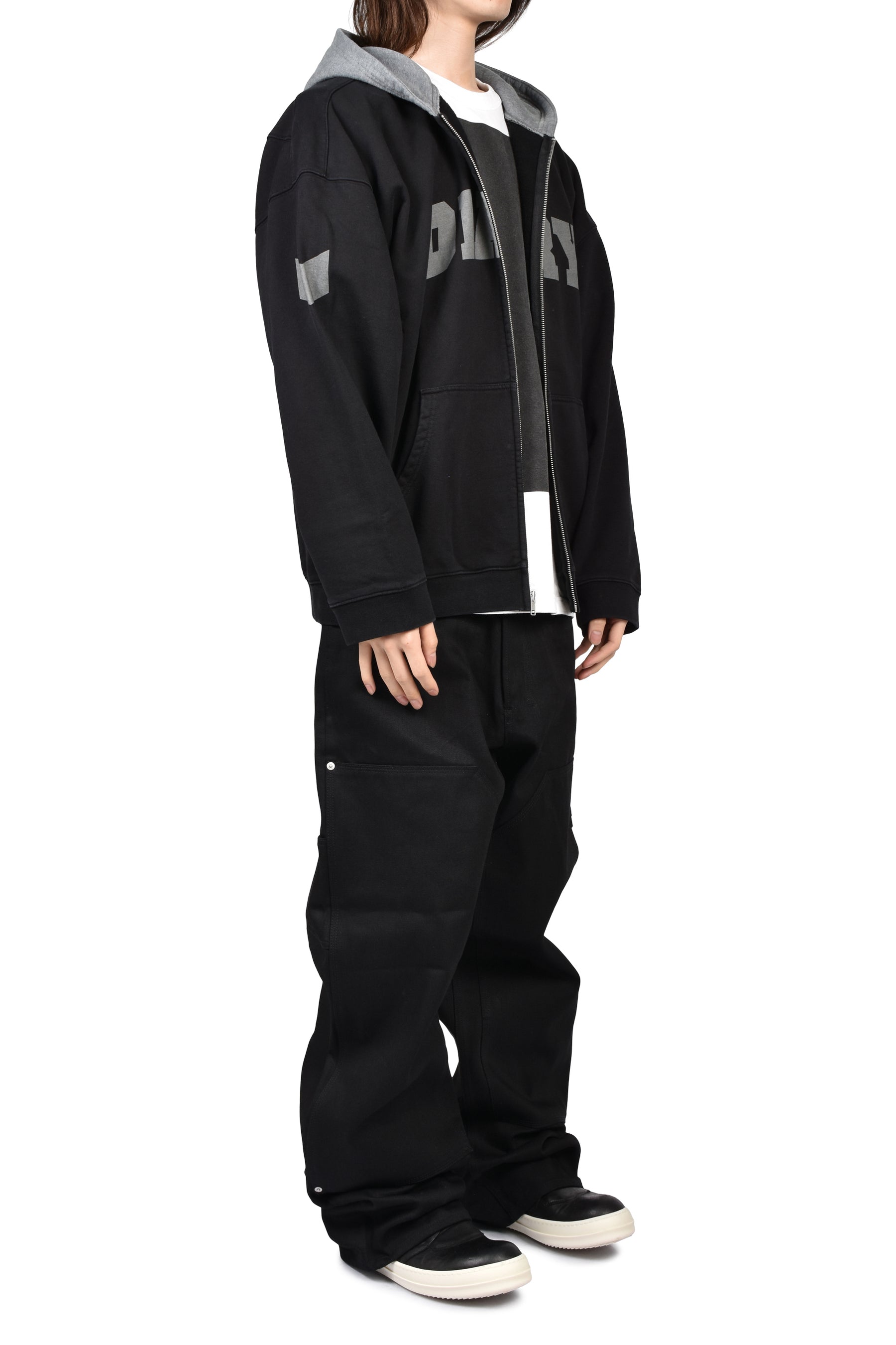 ARCH LOGO ZIP HOODIE / BLK GRY