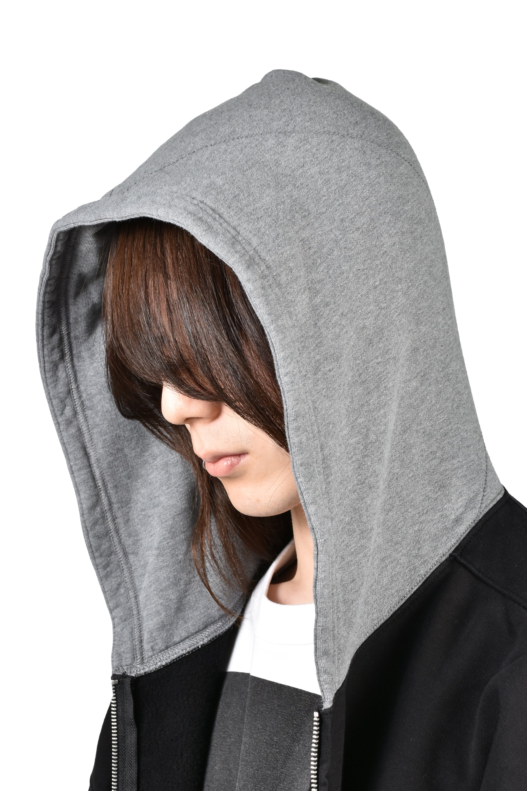 ARCH LOGO ZIP HOODIE / BLK GRY
